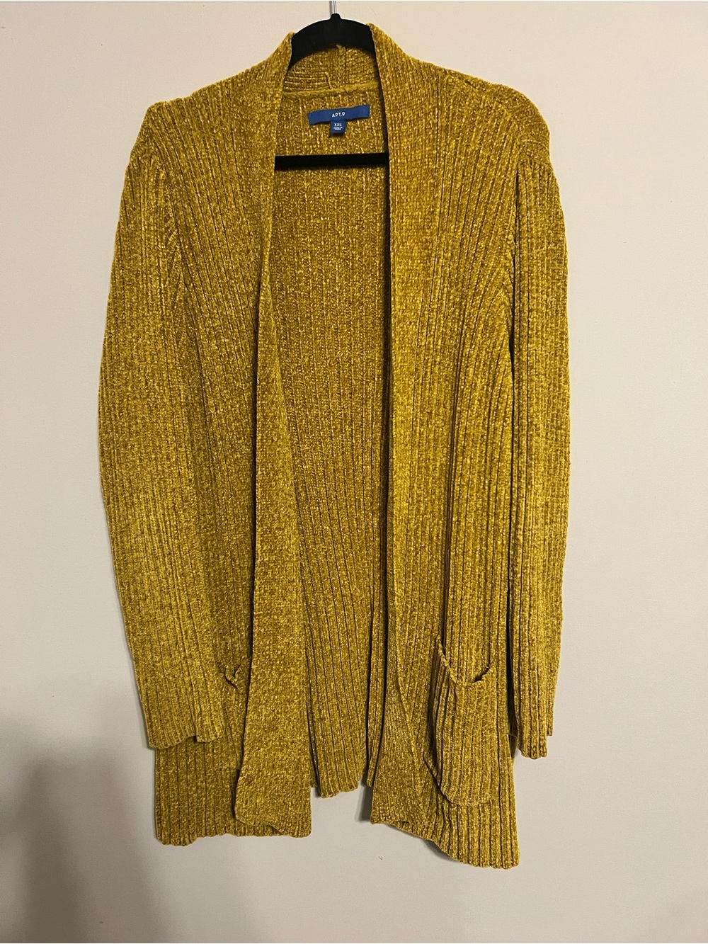 Apt. 9 Olive - Mustard Gold Ribbed Chenille Open-Front Cardigan | Women’s XXL